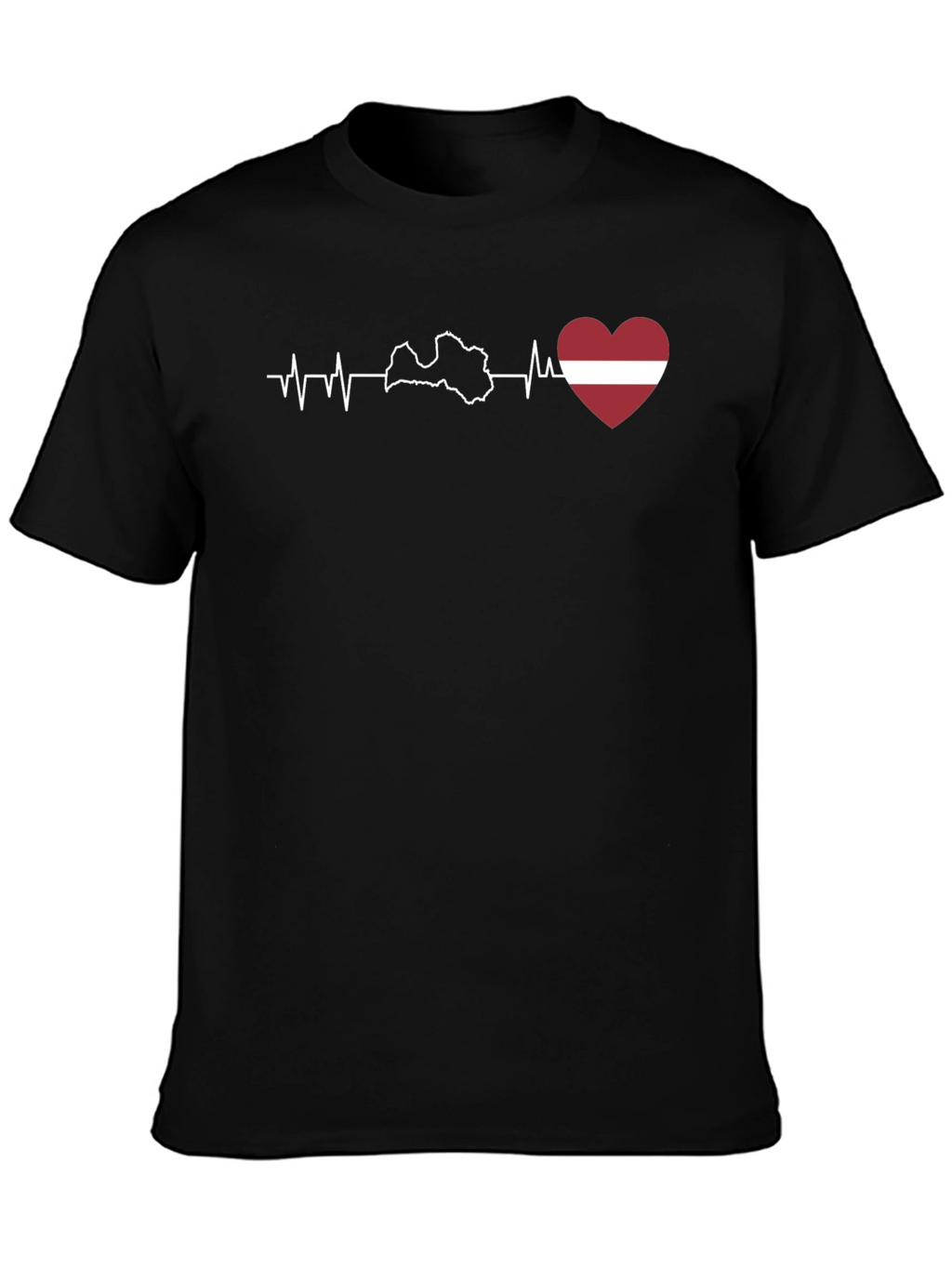 Latvia Heartbeat T-Shirt - Black Cotton Tee