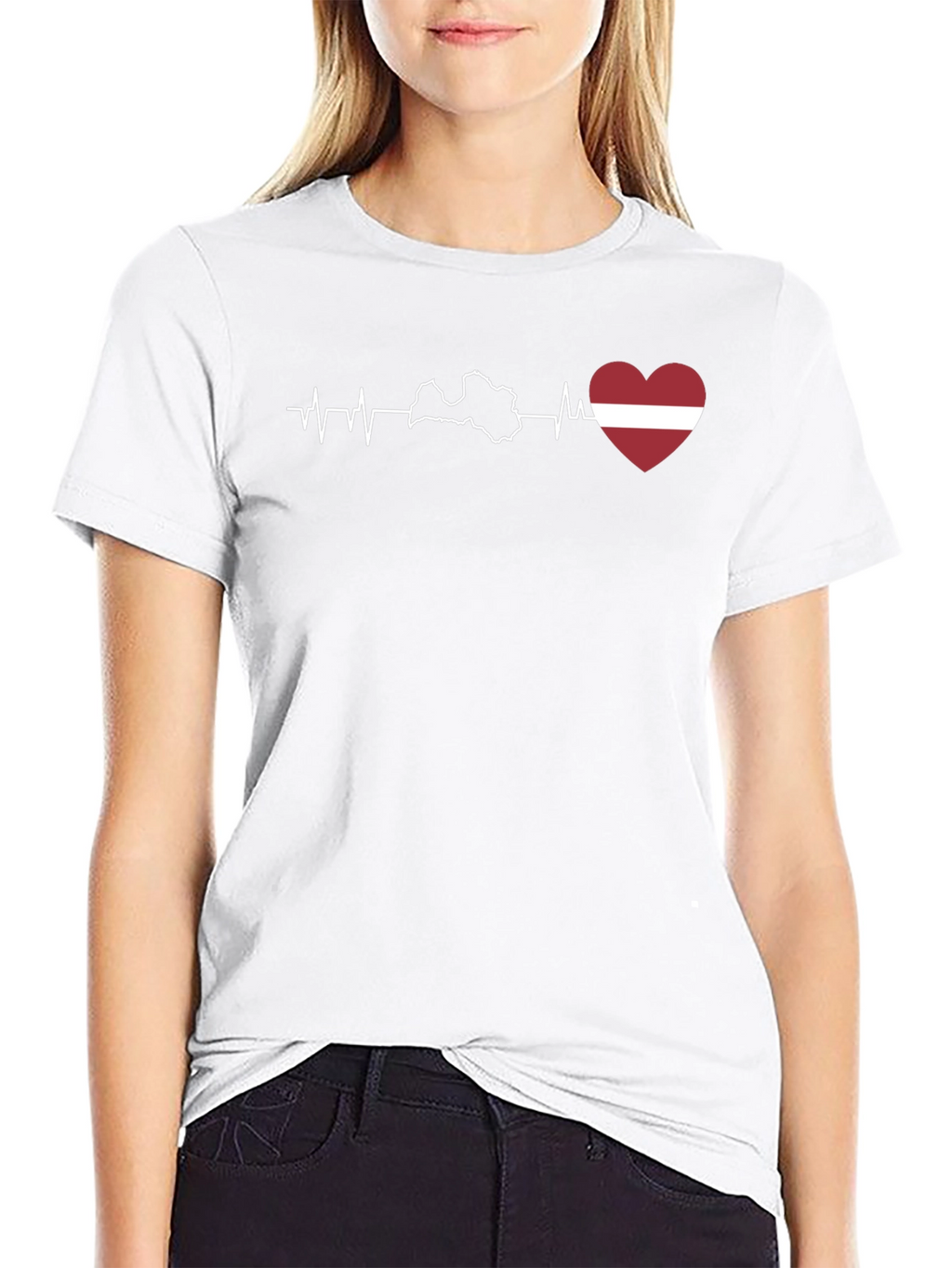 Latvia Heartbeat T-Shirt - Black Cotton Tee