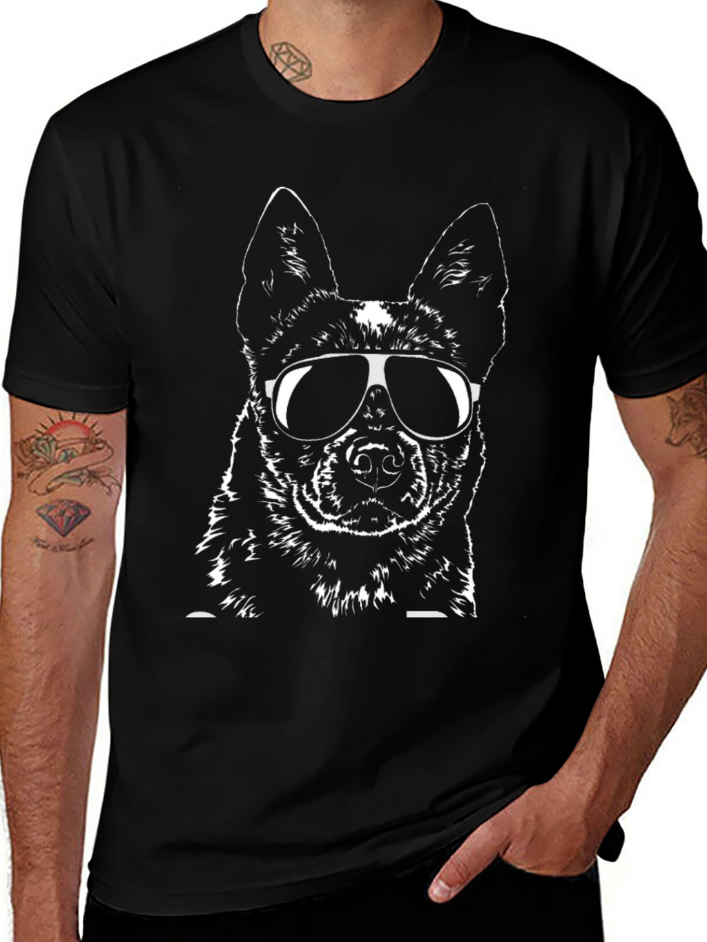 Cool Dog Graphic Tee - Black