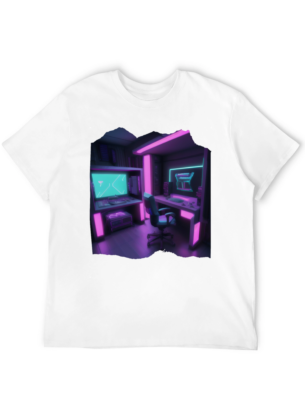 Gamer Room T-Shirt: Neon Cyberpunk Style