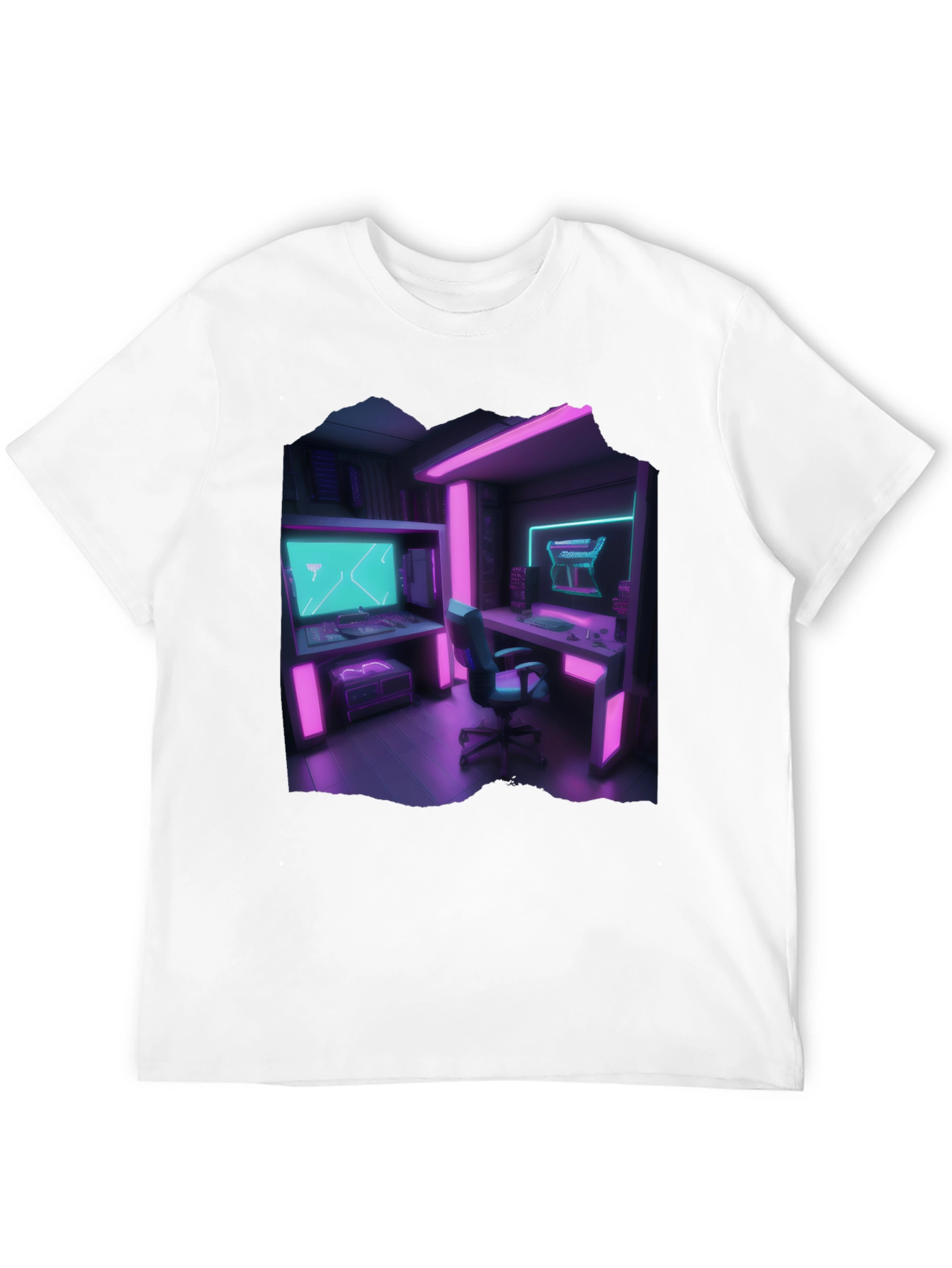 Gamer Room T-Shirt: Neon Cyberpunk Style