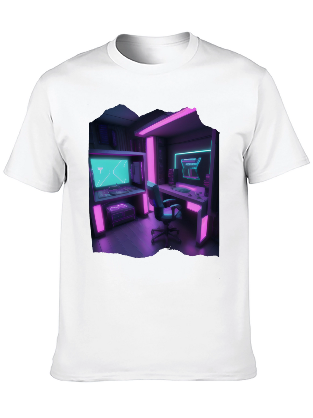Gamer Room T-Shirt: Neon Cyberpunk Style