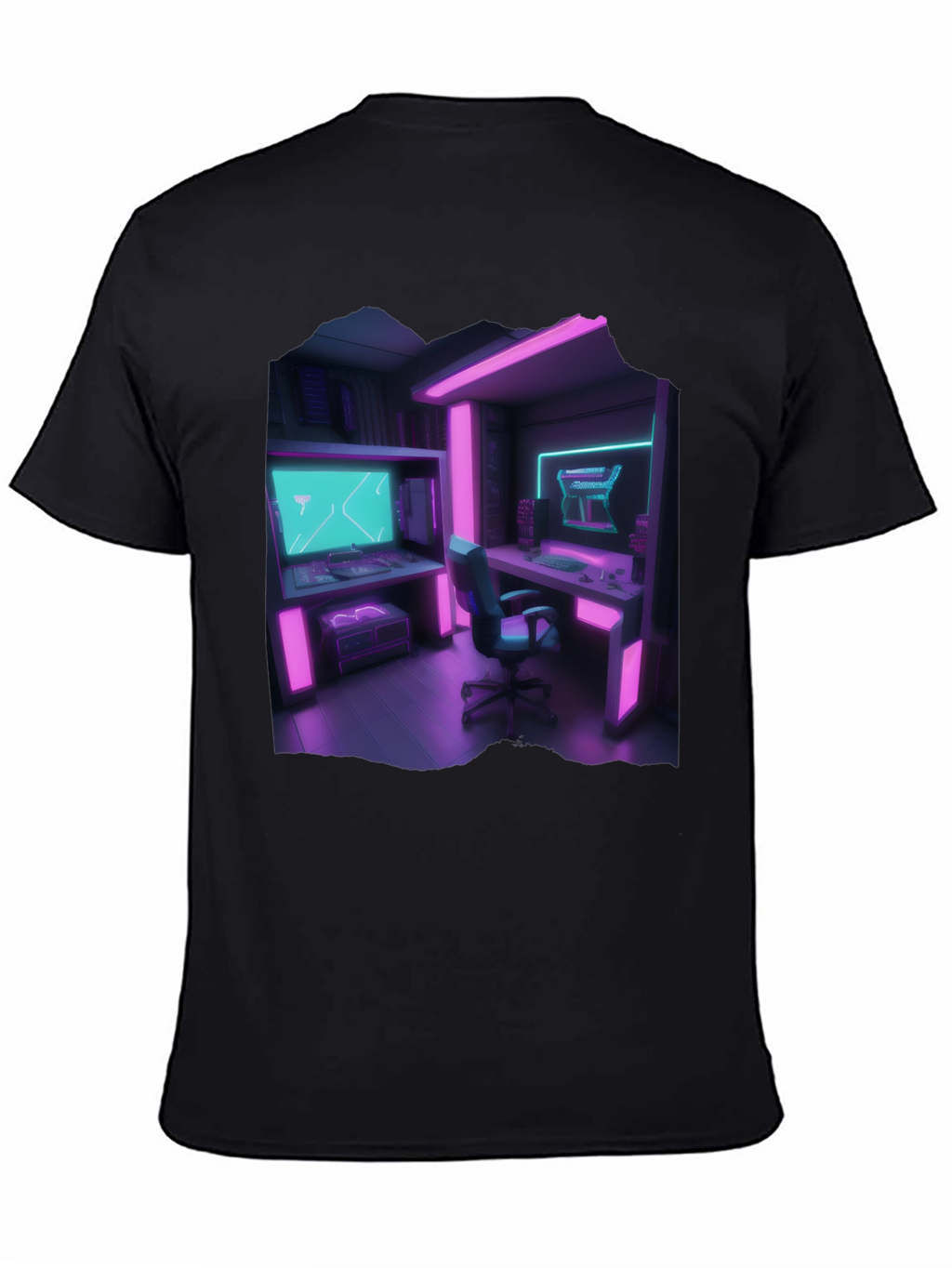 Gamer Room T-Shirt: Neon Cyberpunk Style