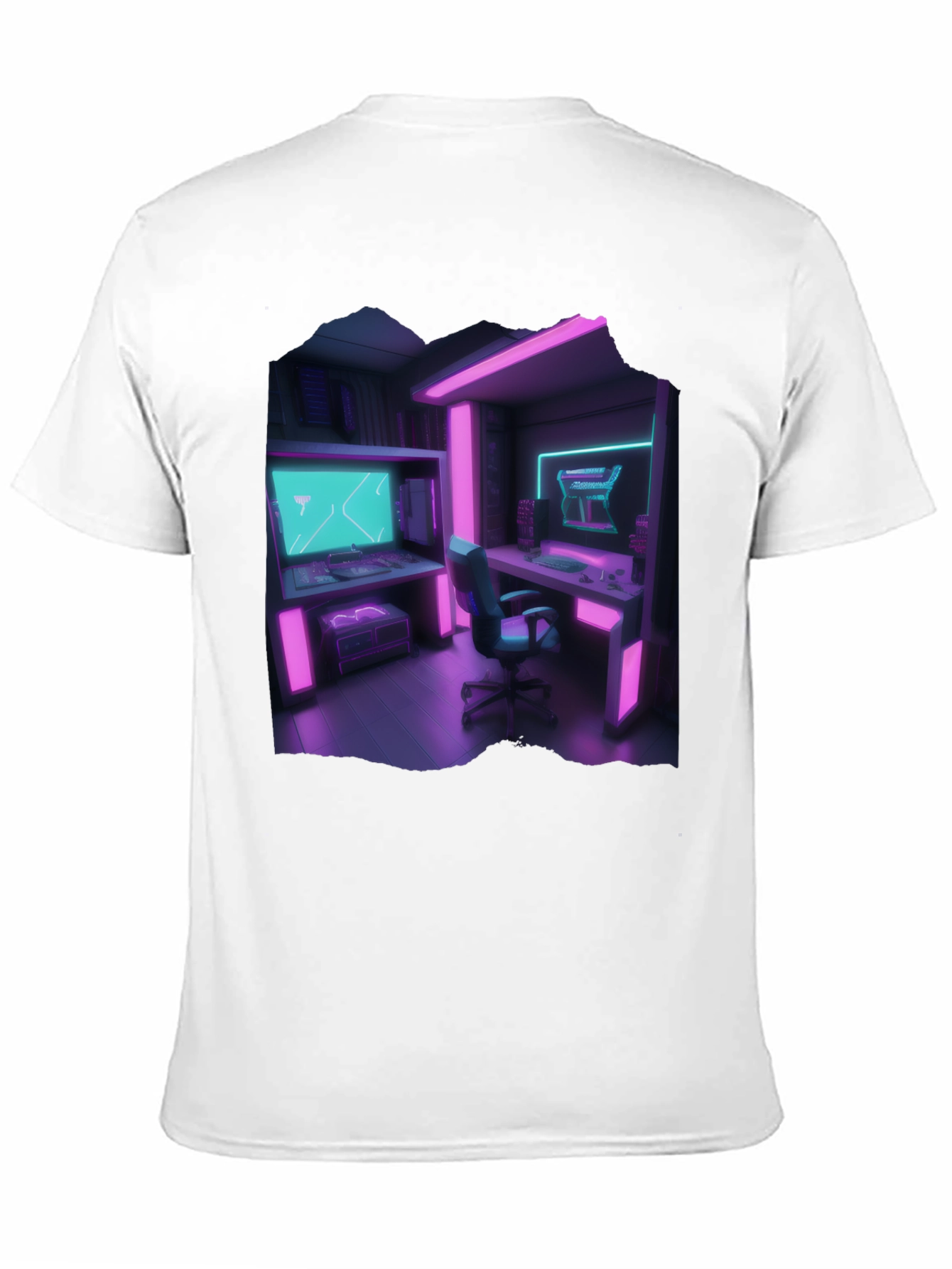 Gamer Room T-Shirt: Neon Cyberpunk Style