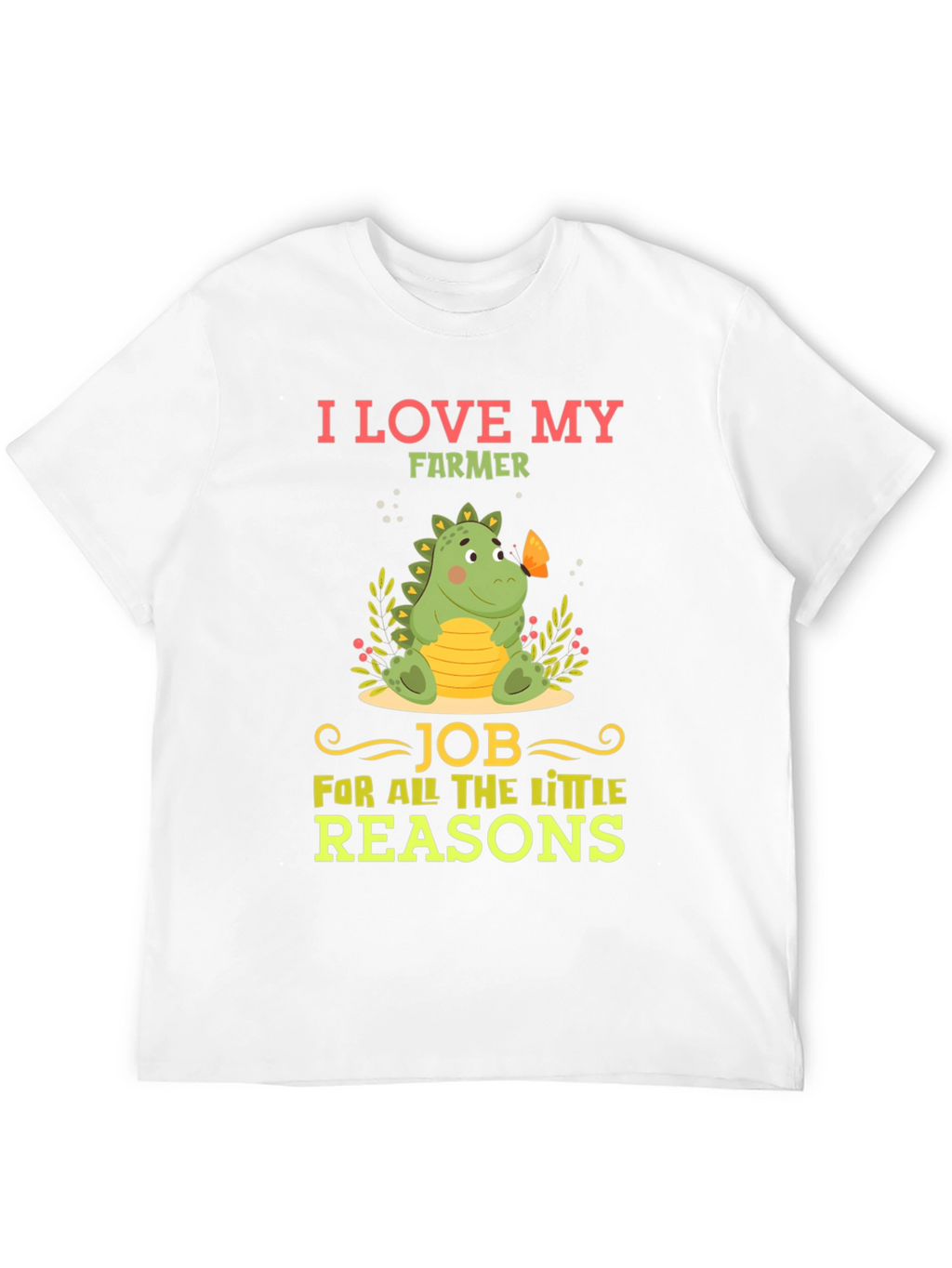I Love My Farmer T-Shirt Cute Dinosaur Design