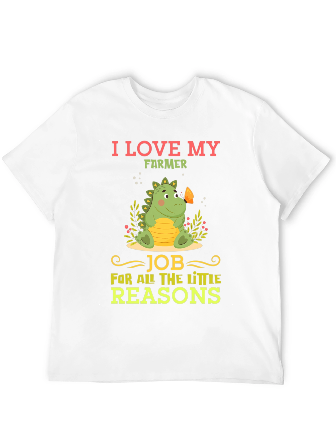 I Love My Farmer T-Shirt Cute Dinosaur Design