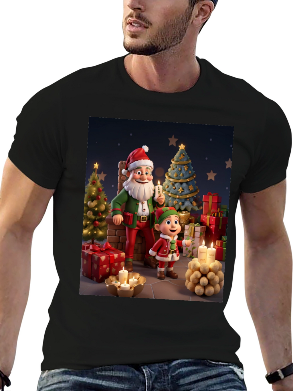 Festive Santa & Elf Christmas T-Shirt