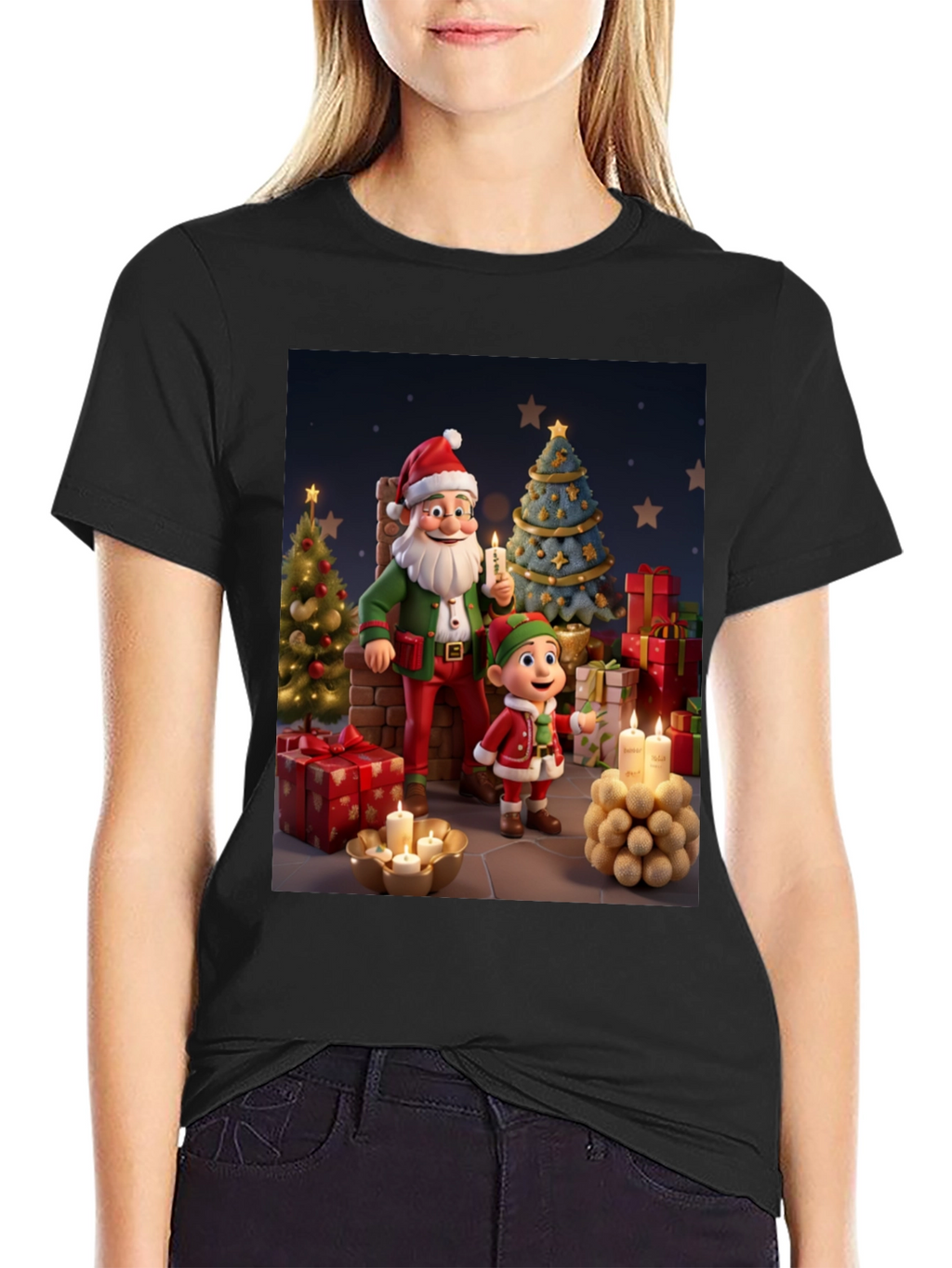 Festive Santa & Elf Christmas T-Shirt