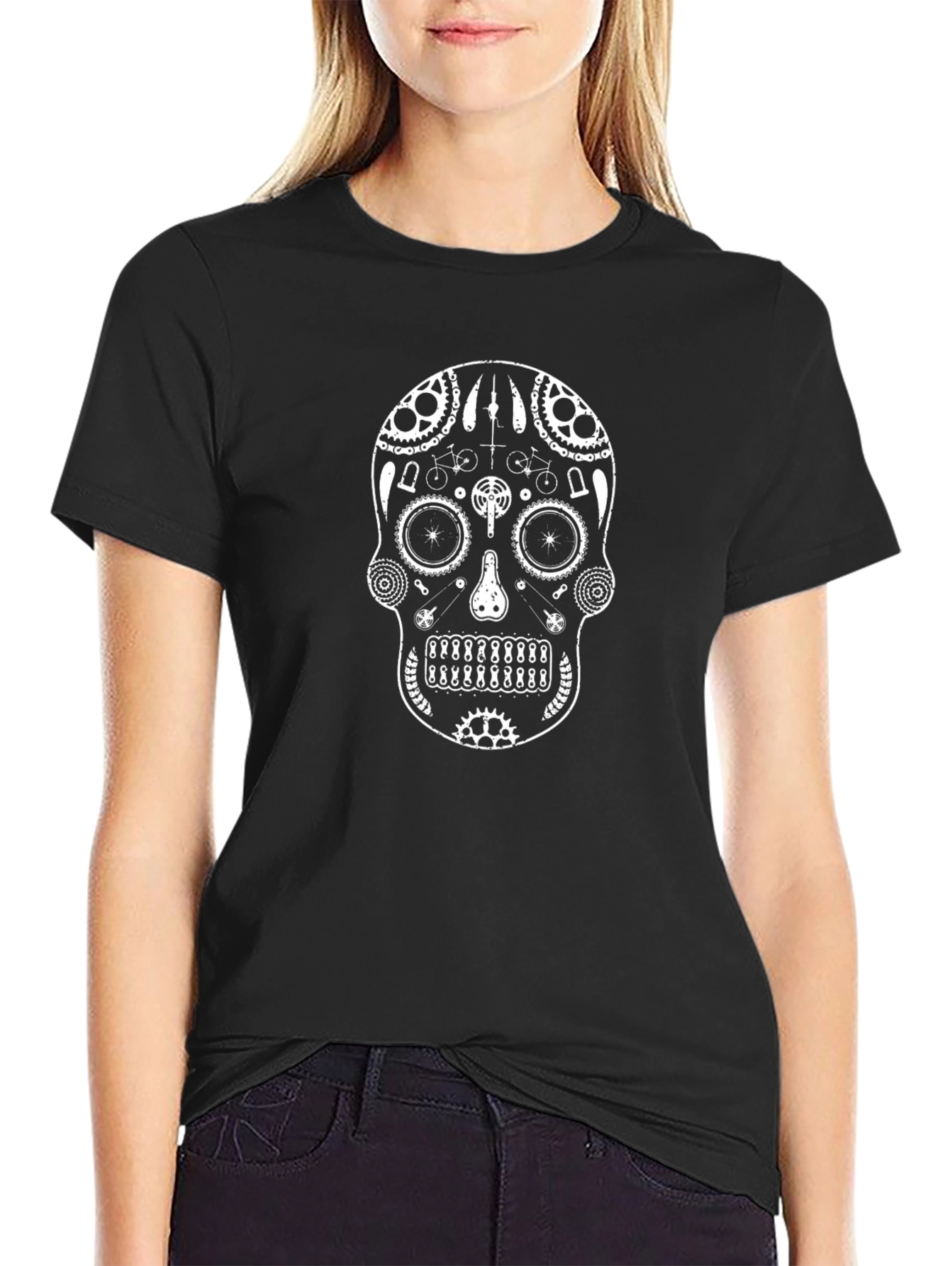 Black Biker Skull T-Shirt - Unique Design