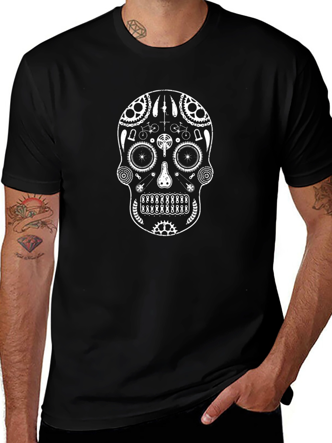 Black Biker Skull T-Shirt - Unique Design