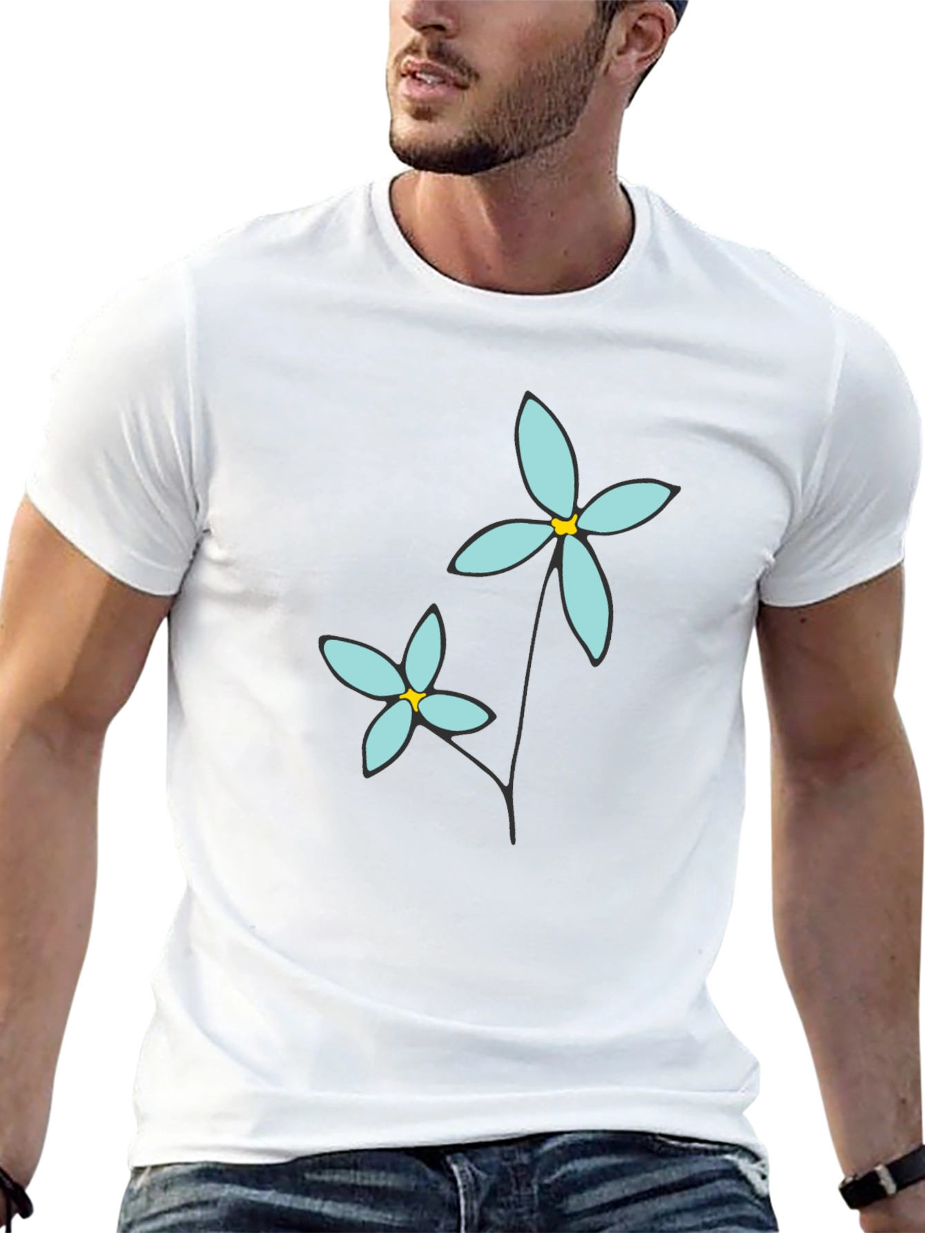 Floral Graphic Print Crew Neck T-Shirt