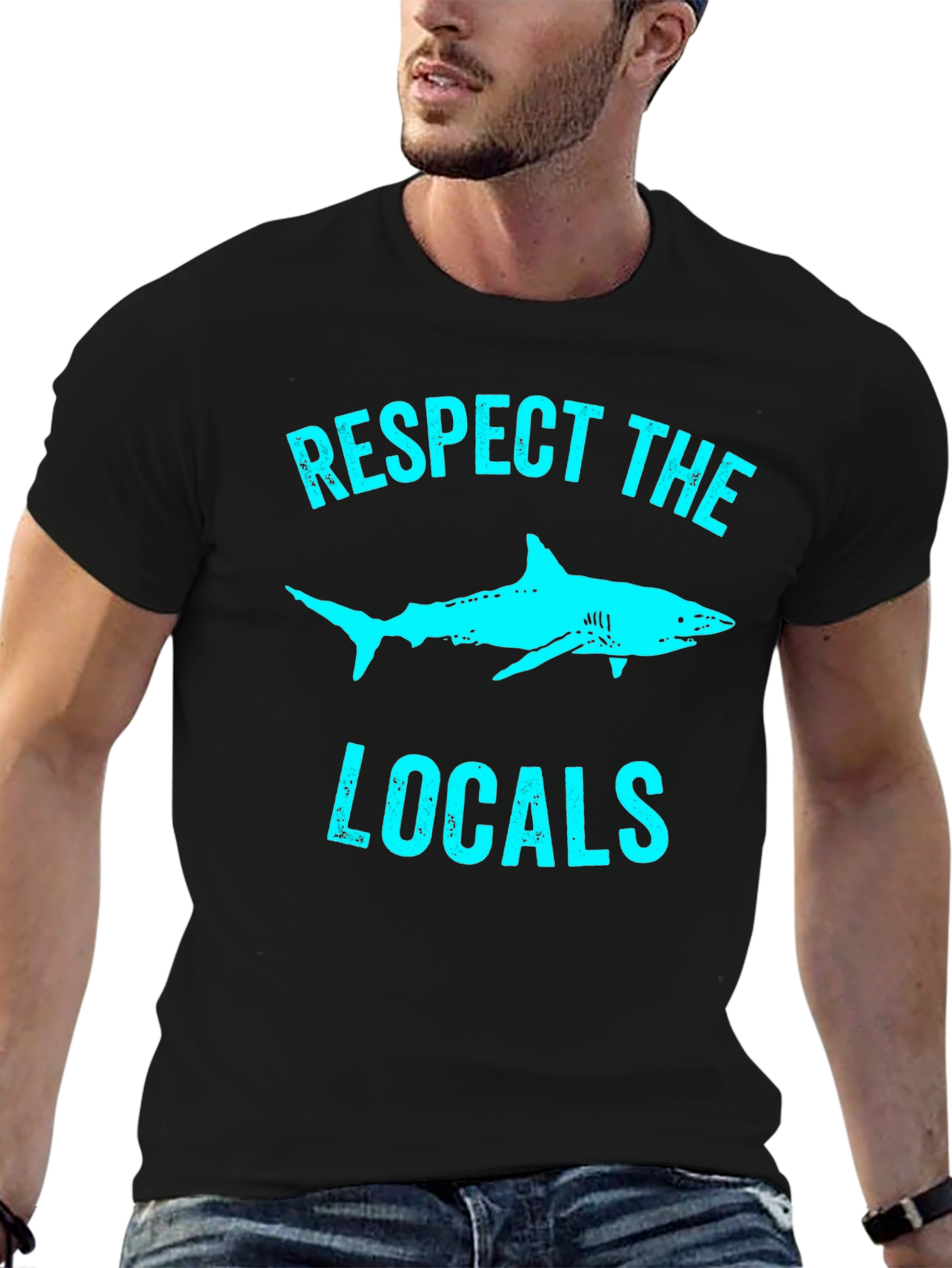 Respect the Locals Shark Graphic Tee - Black