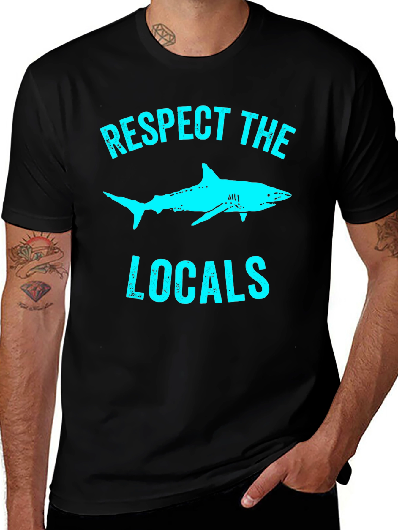 Respect the Locals Shark Graphic Tee - Black