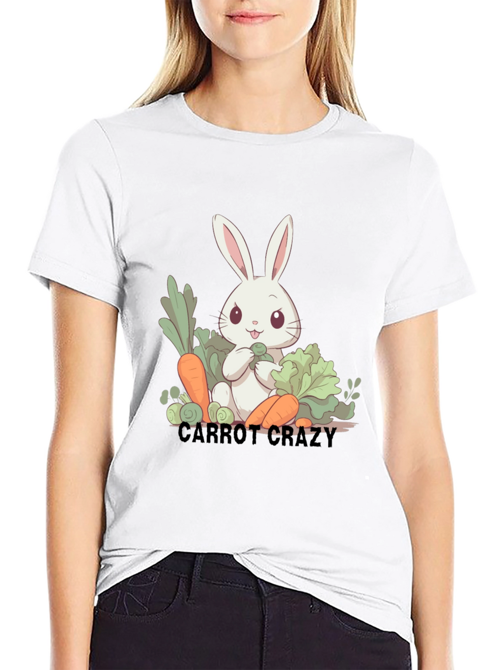 Carrot Crazy Rabbit Graphic T-Shirt