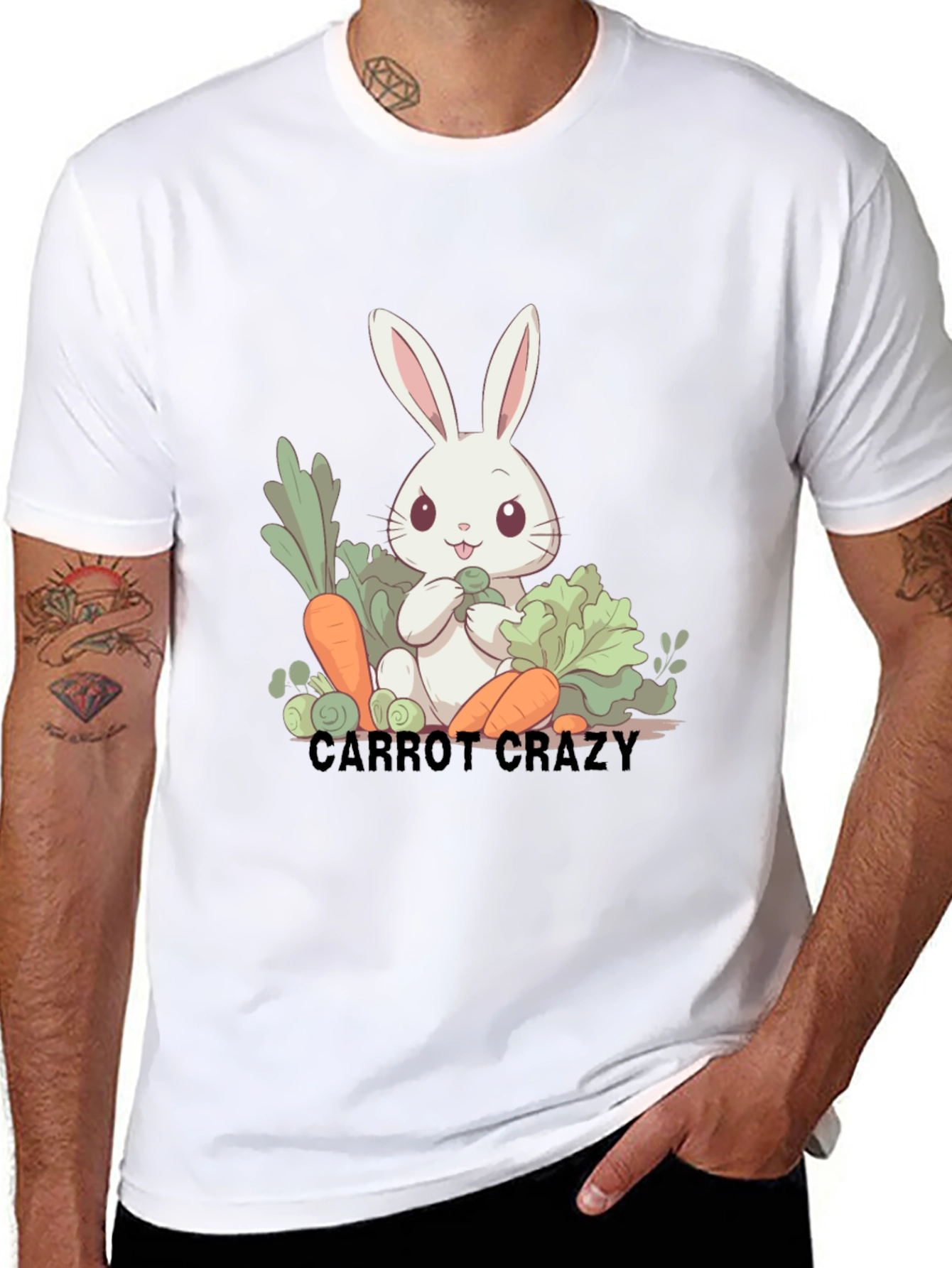 Carrot Crazy Rabbit Graphic T-Shirt