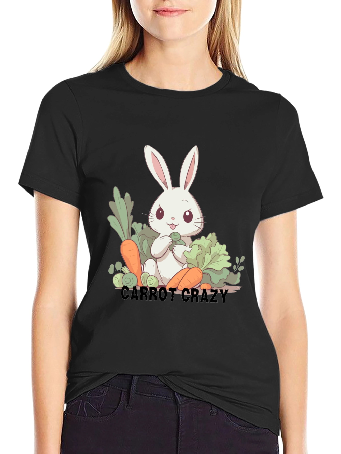Carrot Crazy Rabbit Graphic T-Shirt