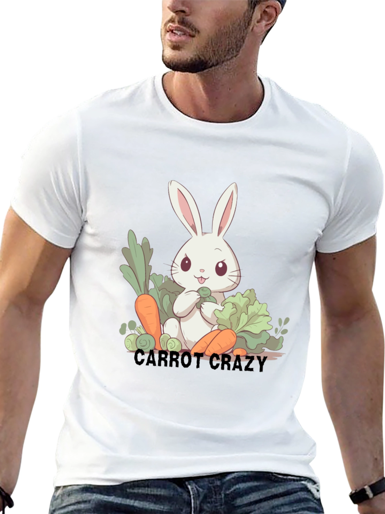 Carrot Crazy Rabbit Graphic T-Shirt