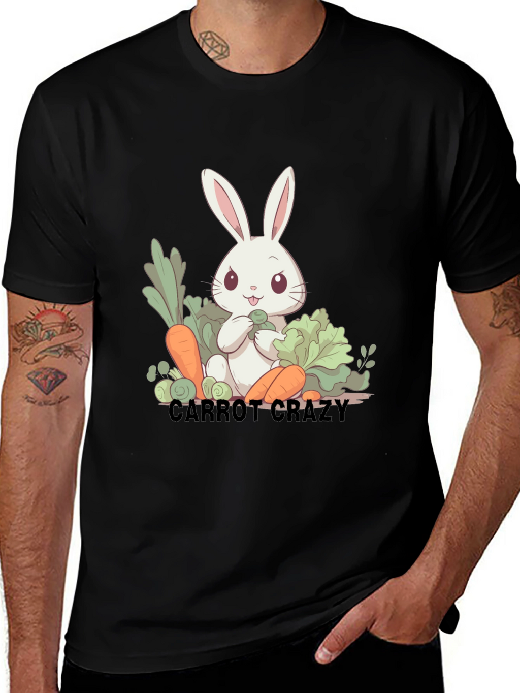 Carrot Crazy Rabbit Graphic T-Shirt