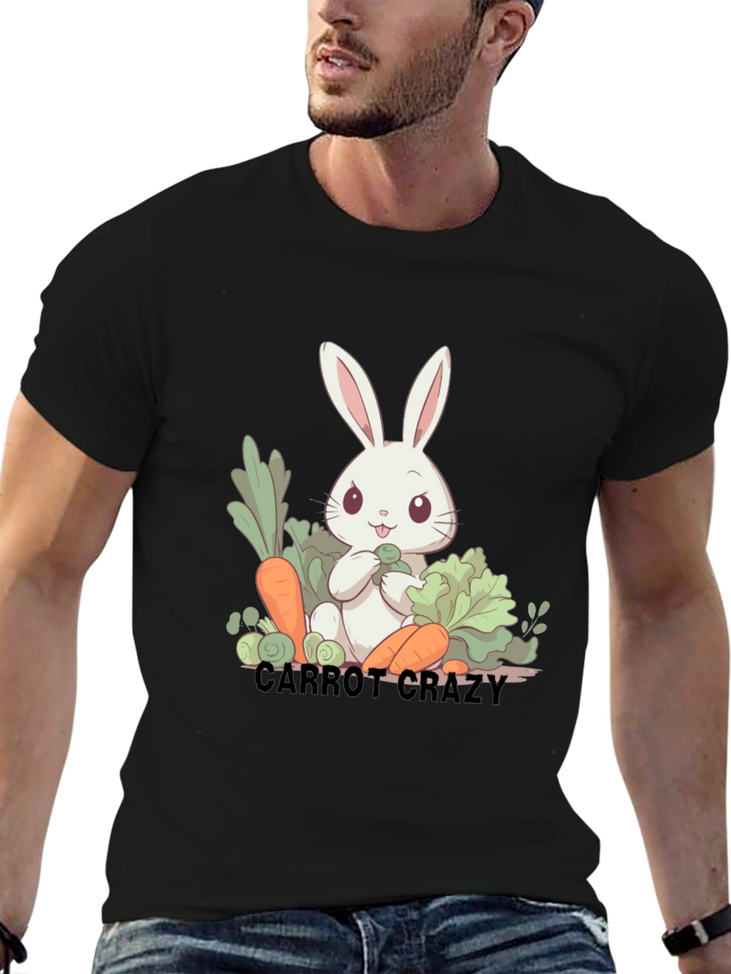 Carrot Crazy Rabbit Graphic T-Shirt
