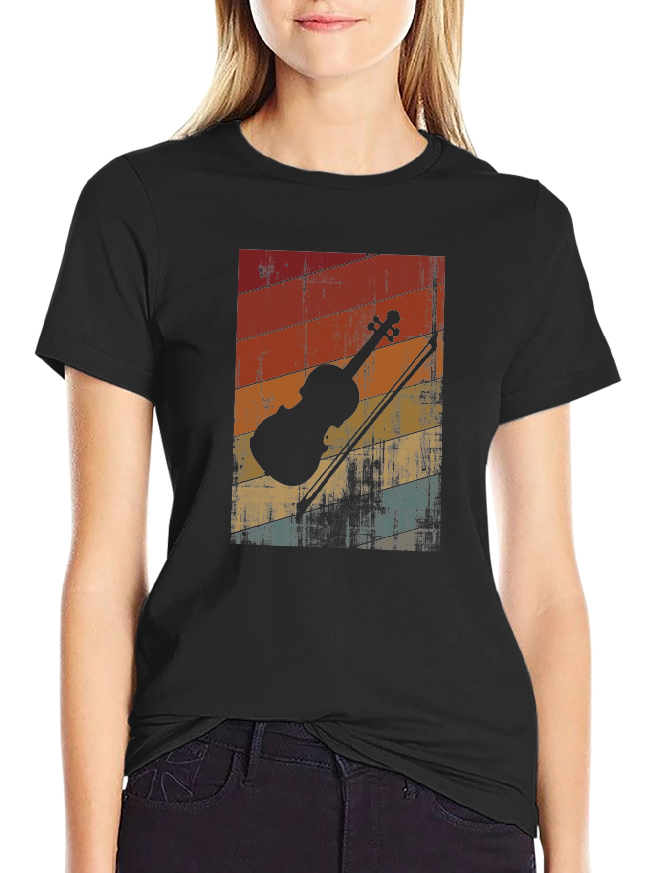 Retro Violin T-Shirt - Vintage Style Music Tee