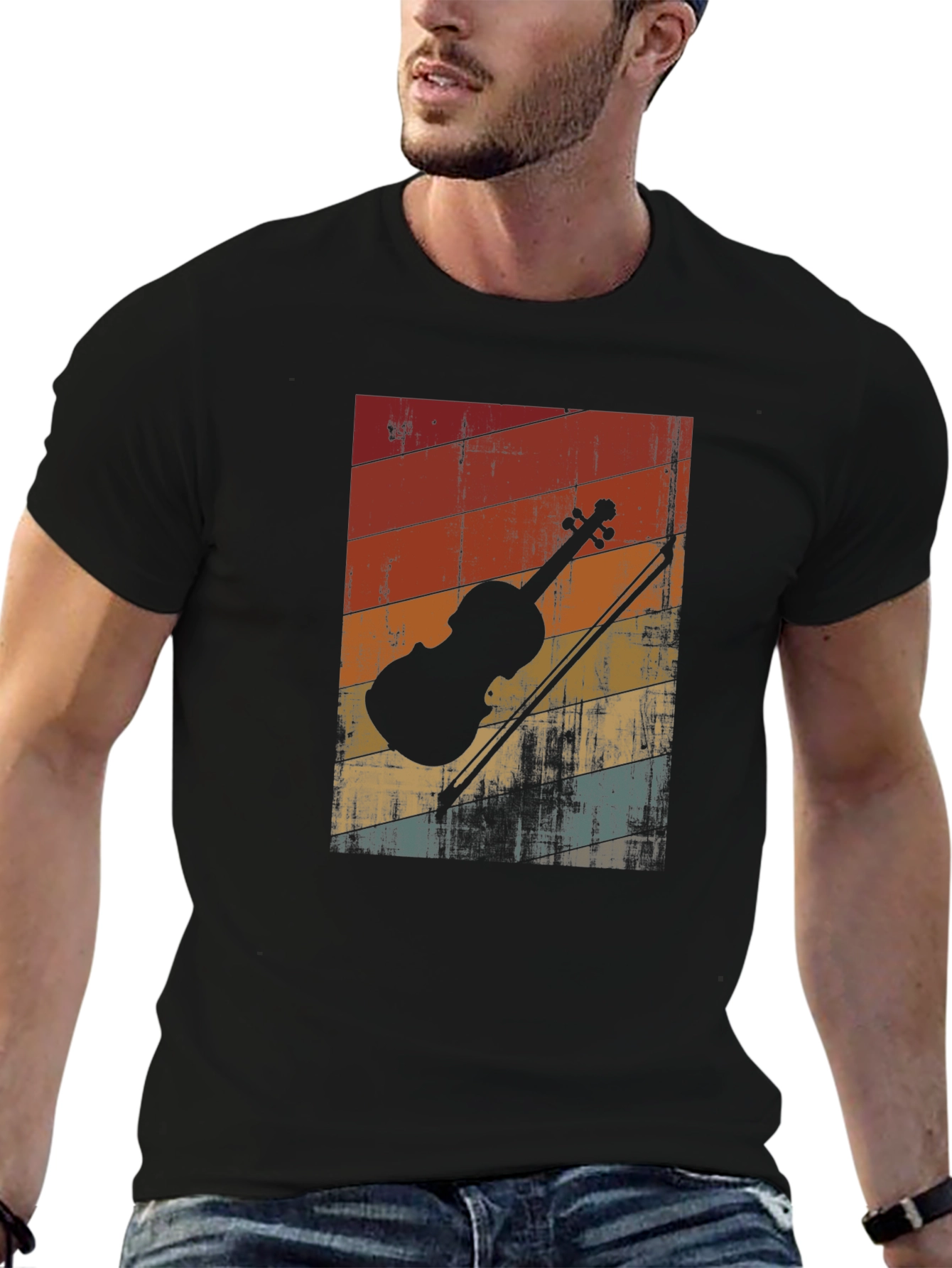 Retro Violin T-Shirt - Vintage Style Music Tee