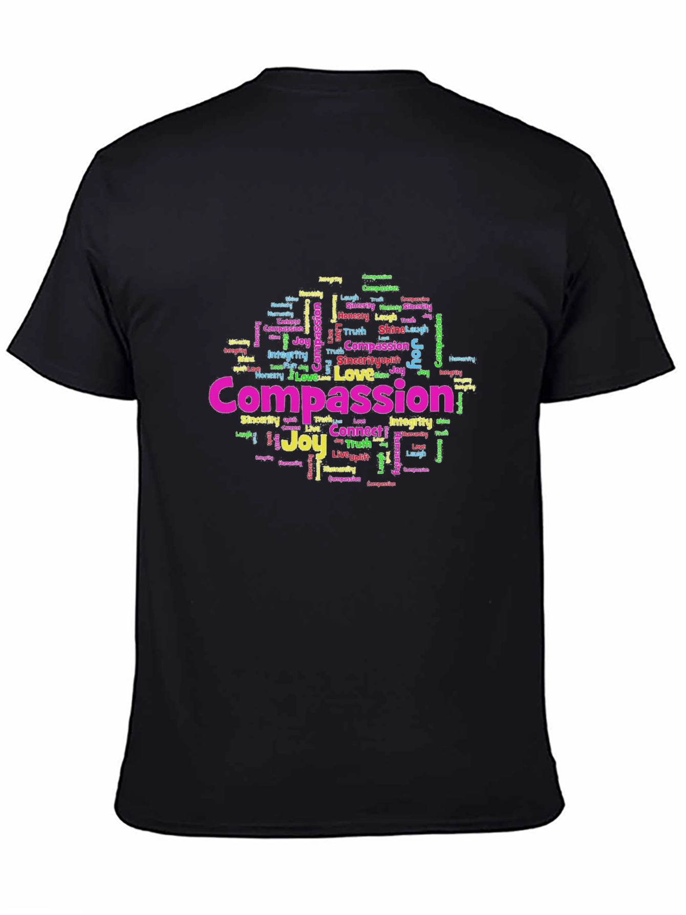 Compassion Graphic Print Black T-Shirt