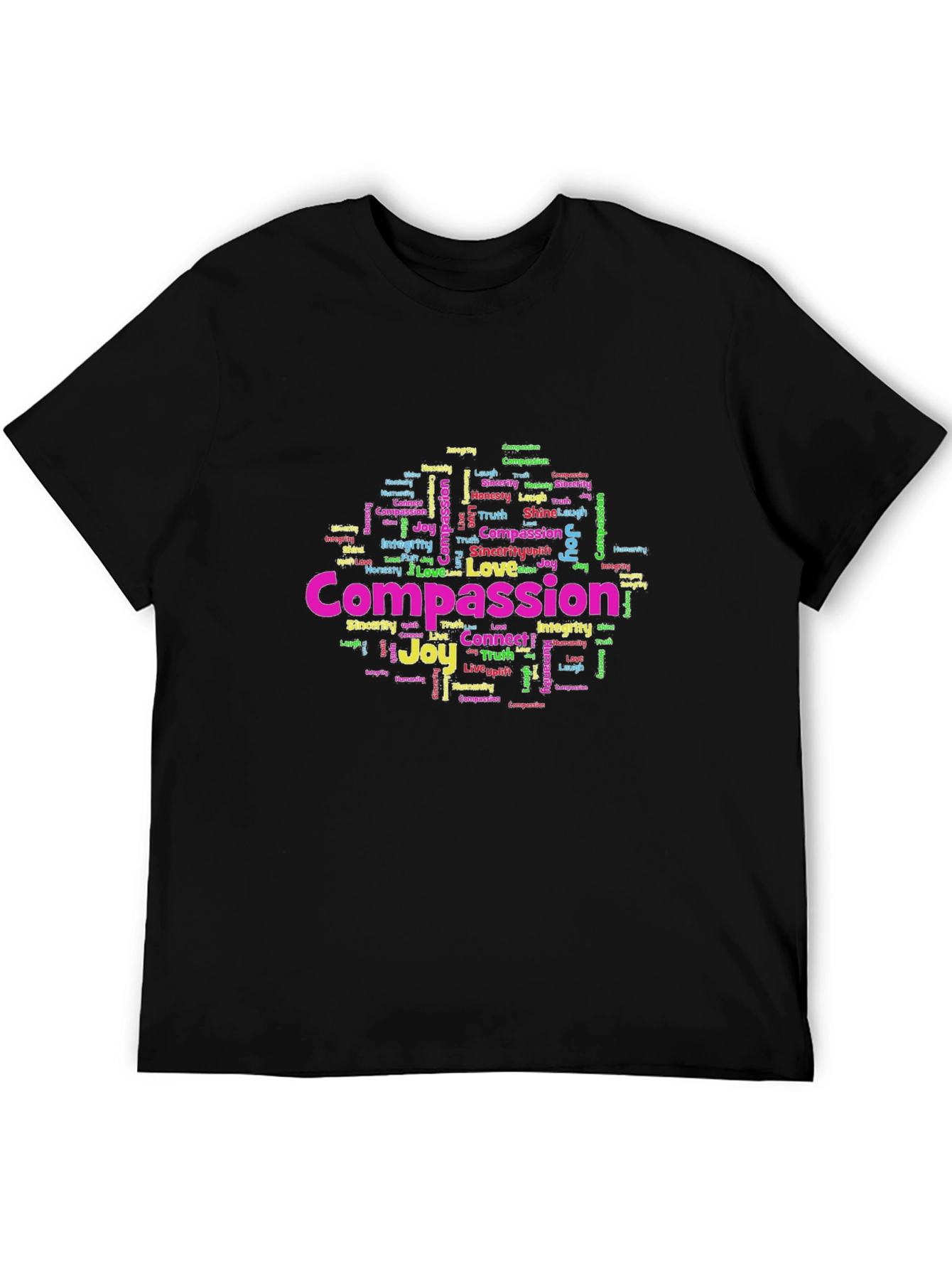 Compassion Graphic Print Black T-Shirt