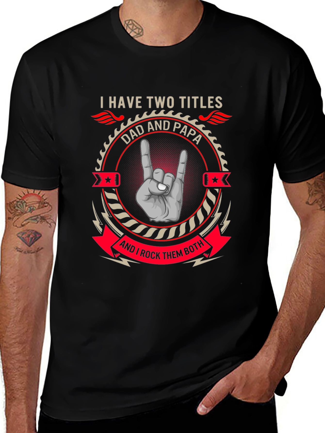 Dad and Papa Rock Star T-Shirt - Fathers Day Gift