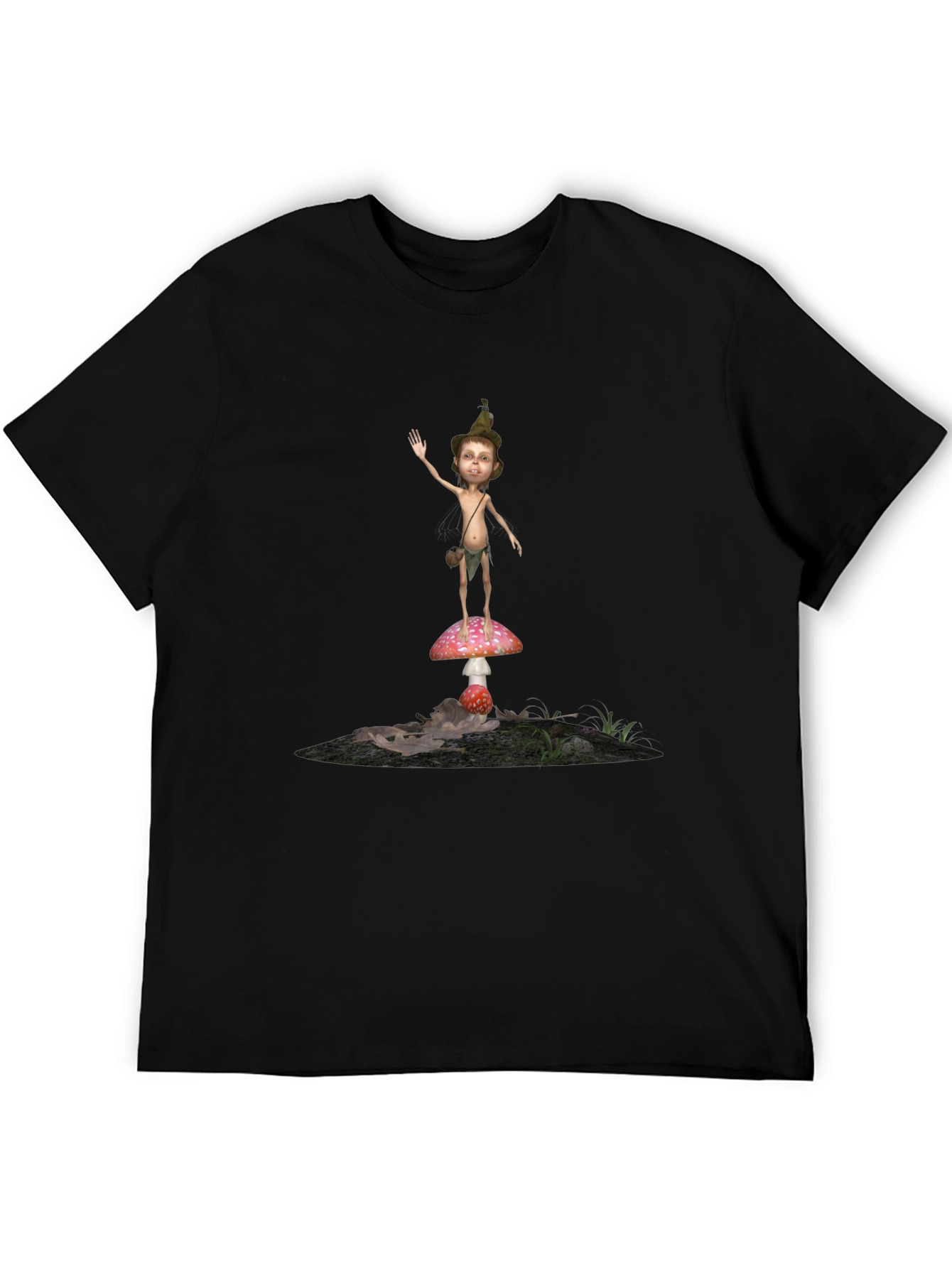 Whimsical Mushroom Elf Graphic T-Shirt