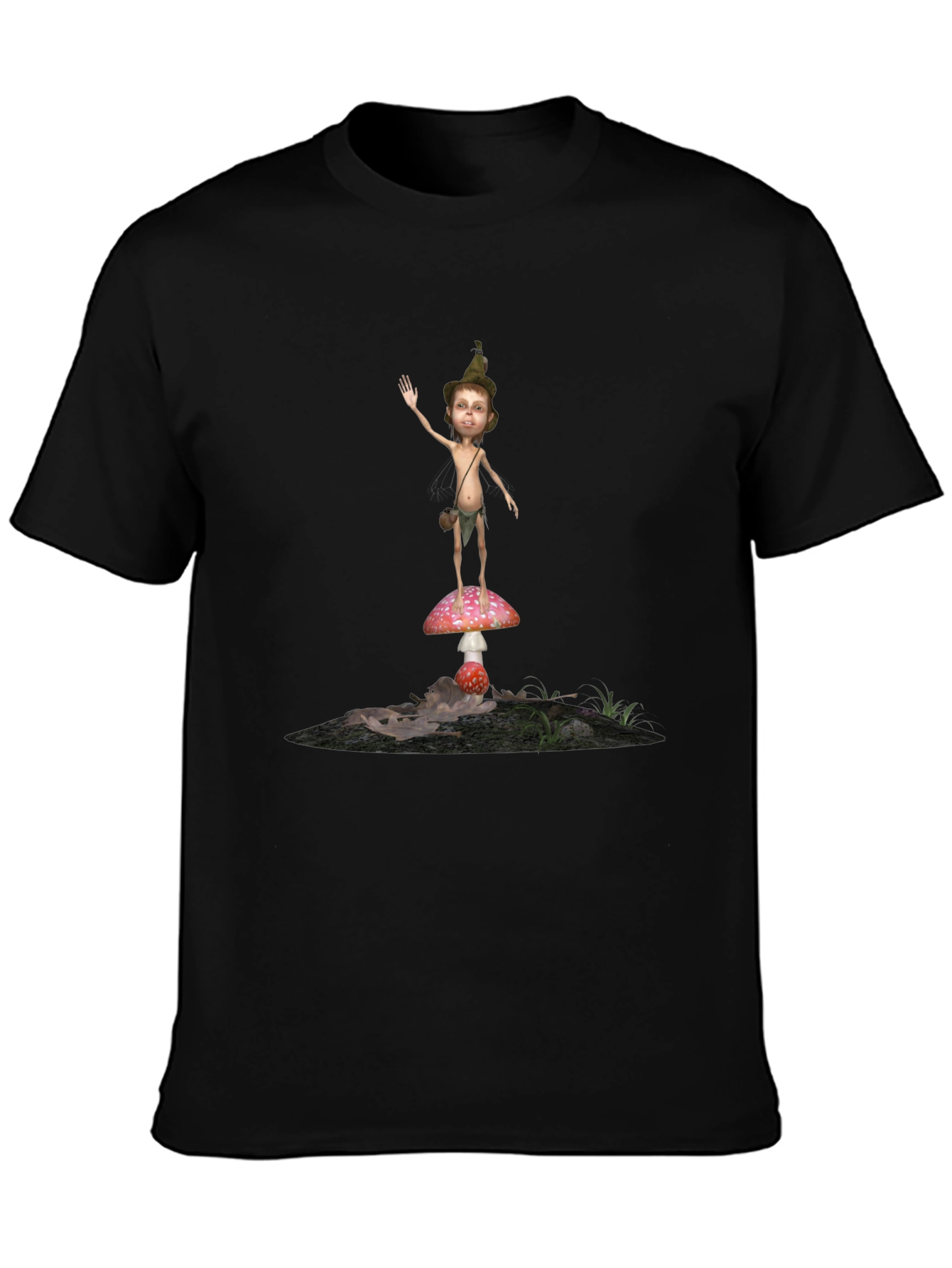 Whimsical Mushroom Elf Graphic T-Shirt