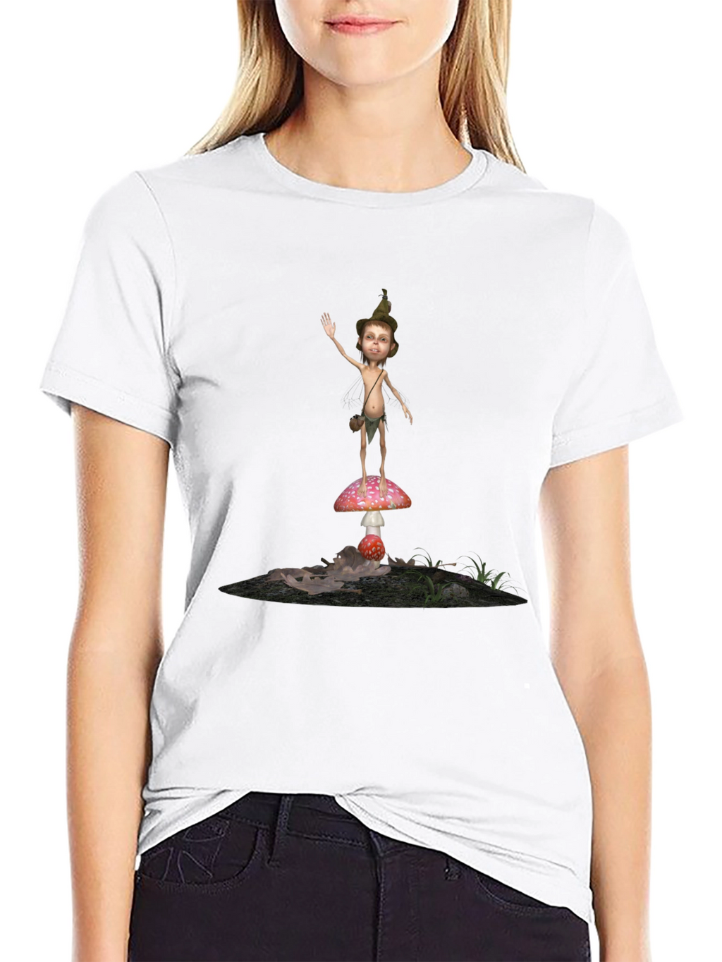 Whimsical Mushroom Elf Graphic T-Shirt