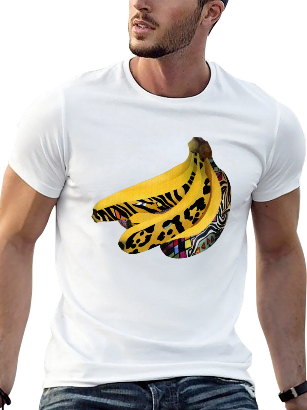 Funky Banana Print Black T-Shirt