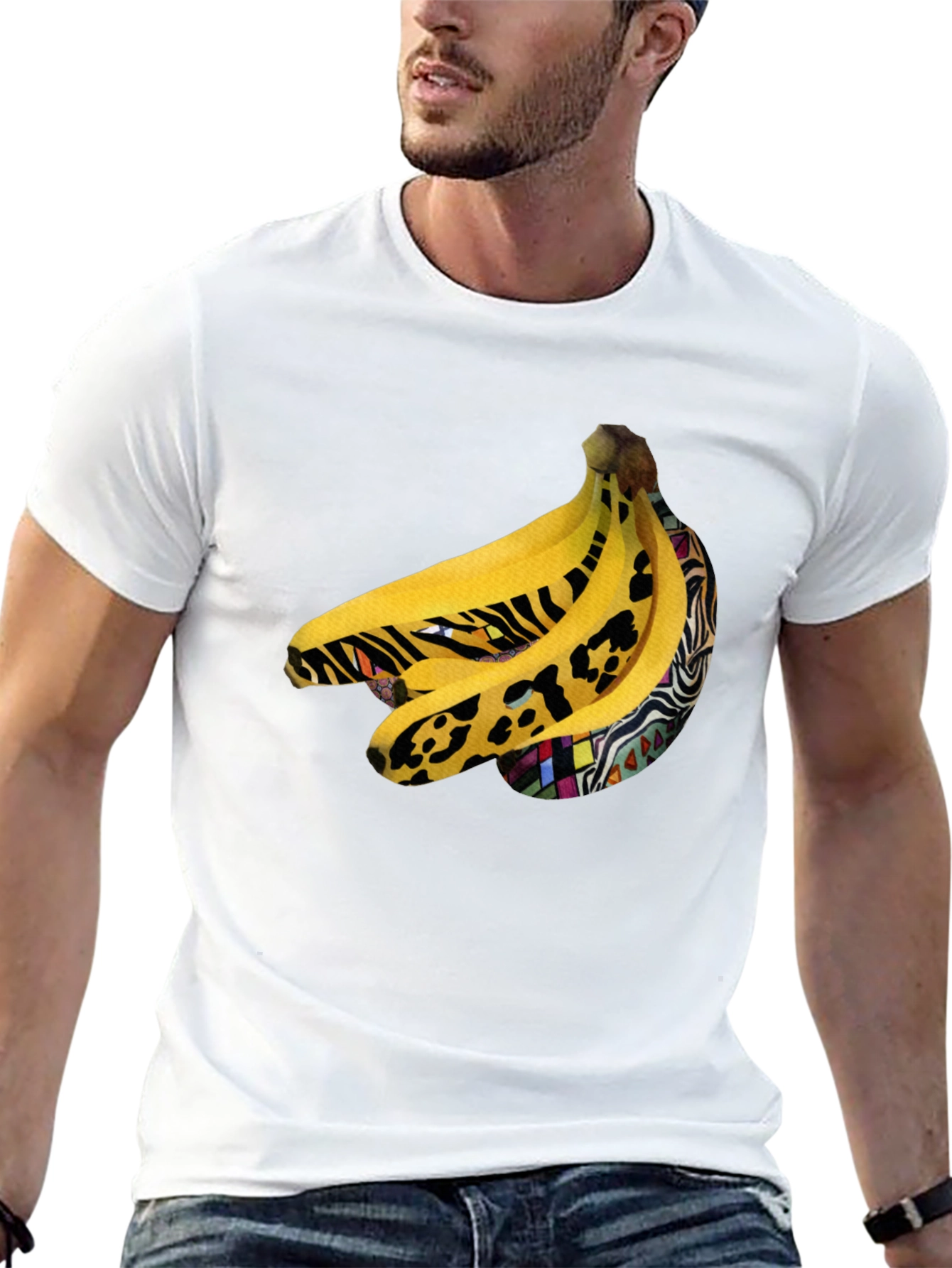 Funky Banana Print Black T-Shirt