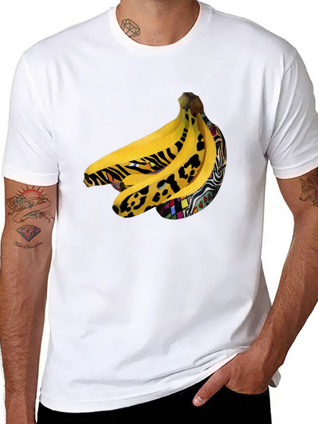 Funky Banana Print Black T-Shirt