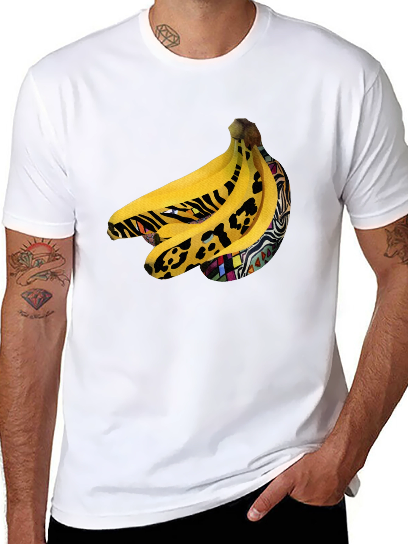 Funky Banana Print Black T-Shirt