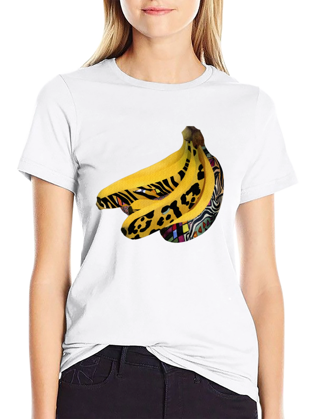 Funky Banana Print Black T-Shirt