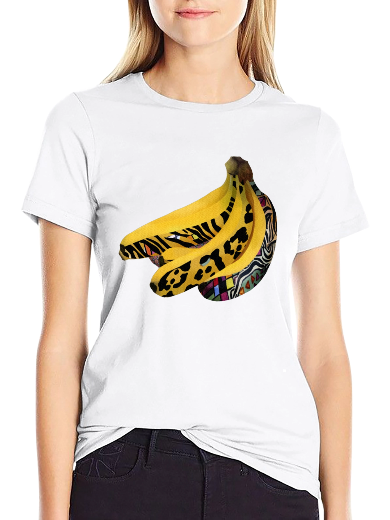 Funky Banana Print Black T-Shirt