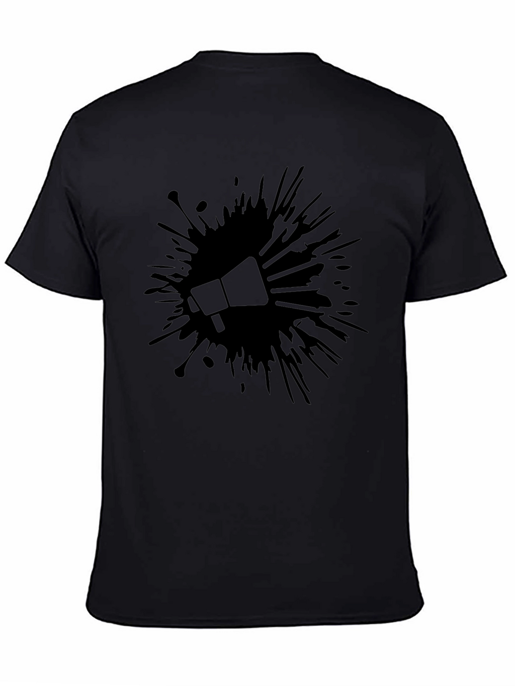 Bold Black Tee: Megaphone Splash Design