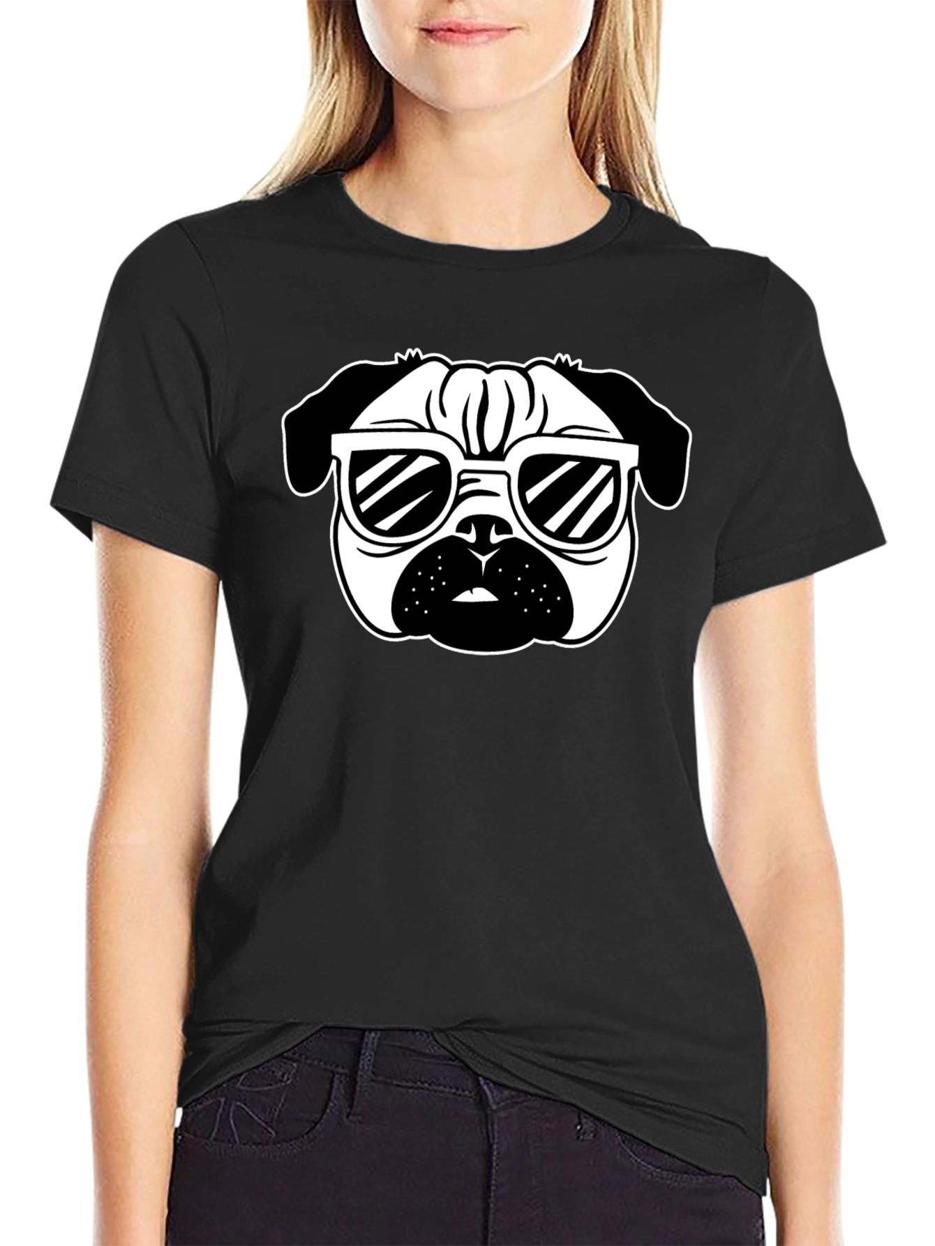 Cool Pug T-Shirt - Black Cotton Graphic Tee