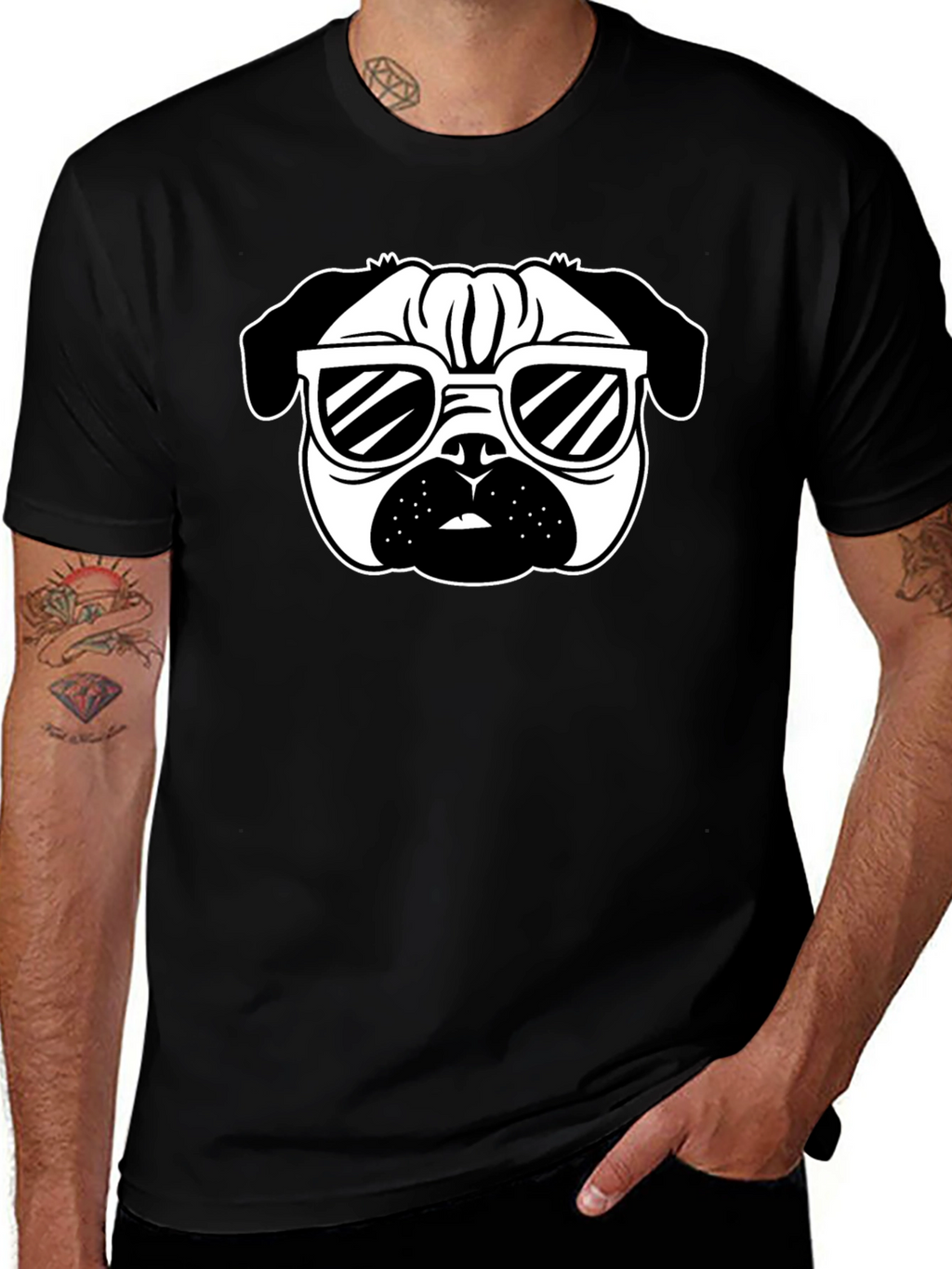 Cool Pug T-Shirt - Black Cotton Graphic Tee