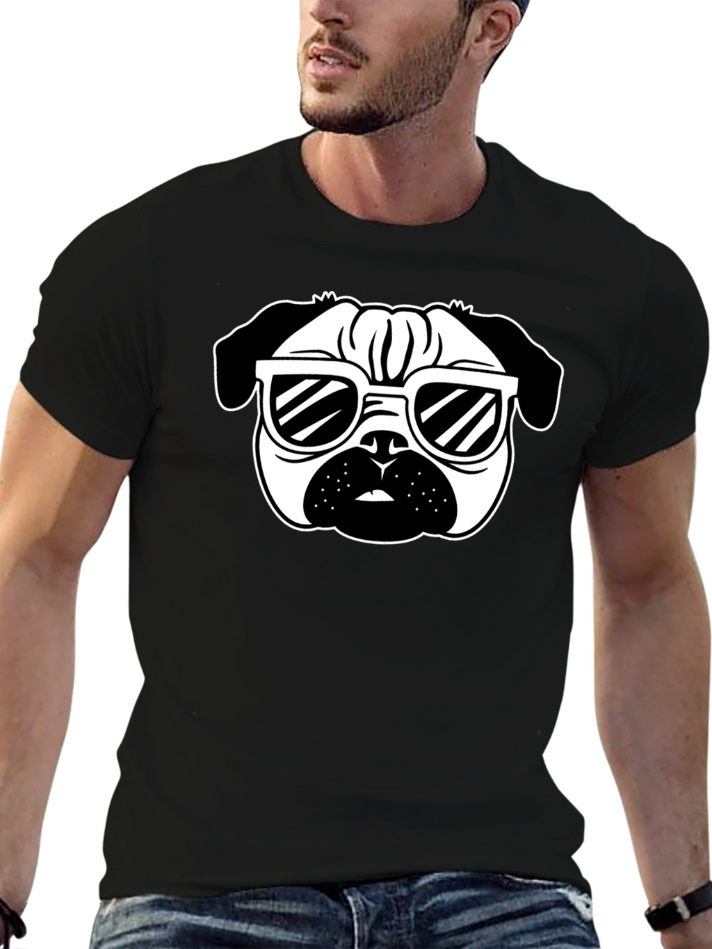 Cool Pug T-Shirt - Black Cotton Graphic Tee