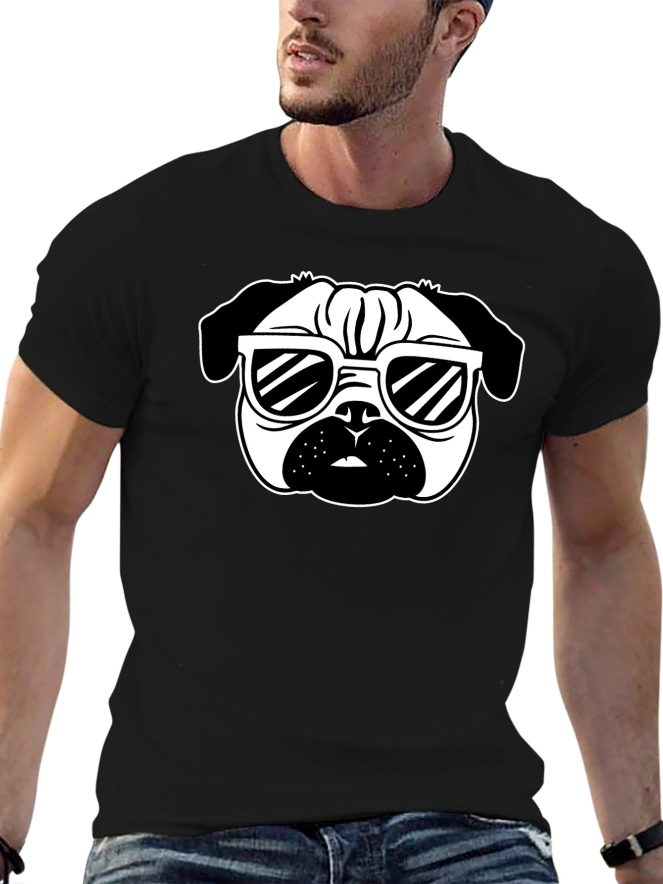 Cool Pug T-Shirt - Black Cotton Graphic Tee