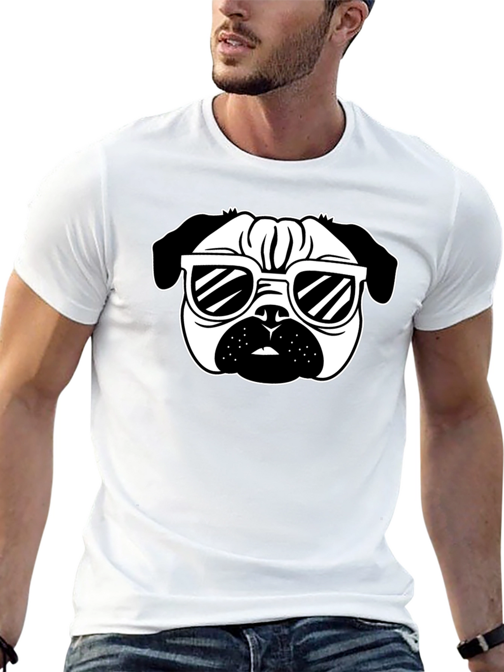 Cool Pug T-Shirt - Black Cotton Graphic Tee