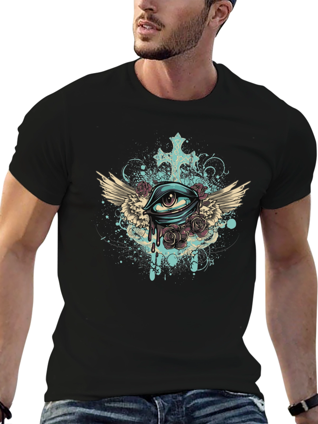 Eye with Wings Graphic Tee - Unique Print