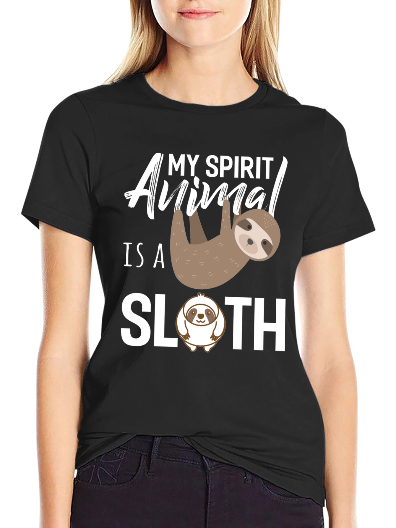 My Spirit Animal is a Sloth Black T-Shirt