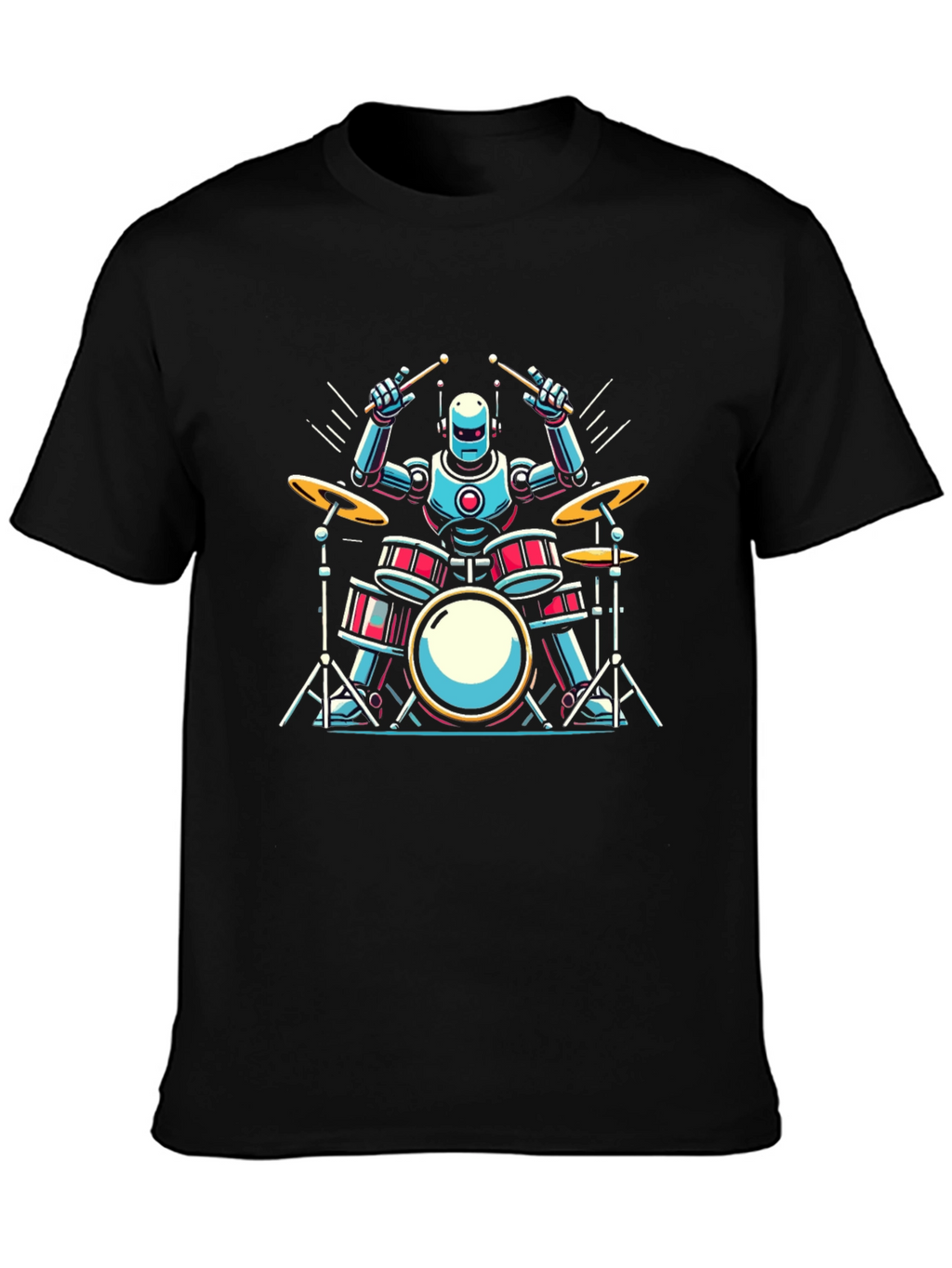 Robot Drummer Graphic Tee - Cool Band Shirt