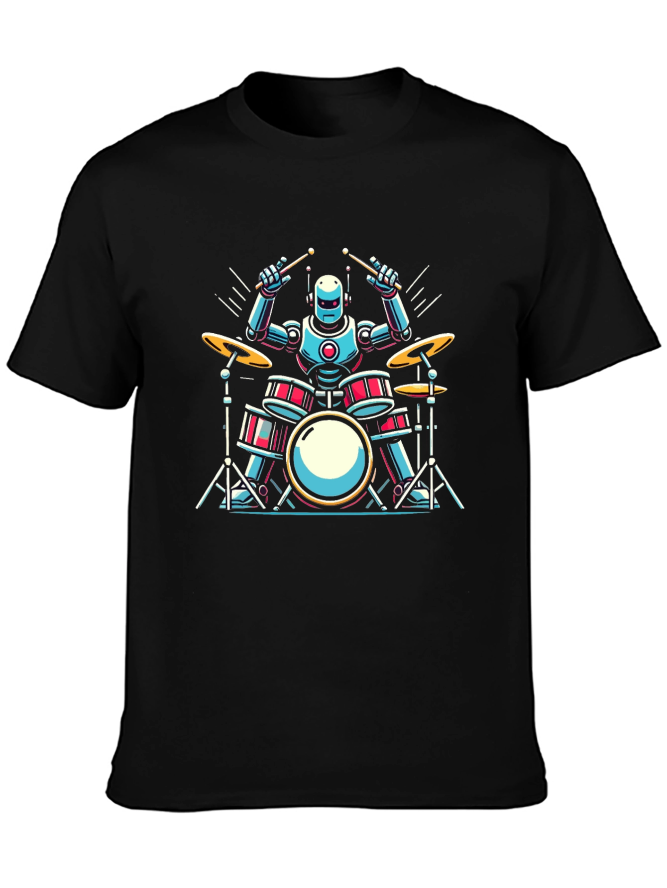 Robot Drummer Graphic Tee - Cool Band Shirt