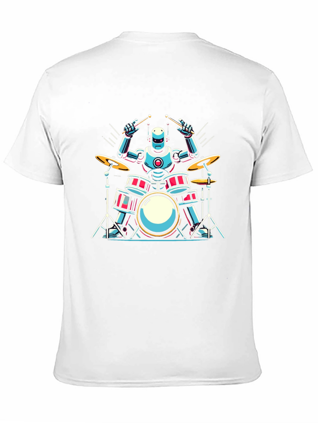 Robot Drummer Graphic Tee - Cool Band Shirt