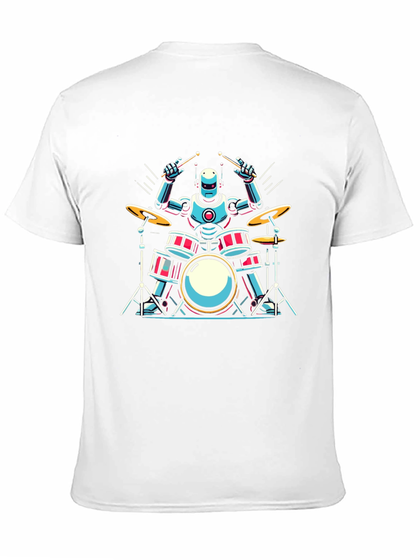 Robot Drummer Graphic Tee - Cool Band Shirt
