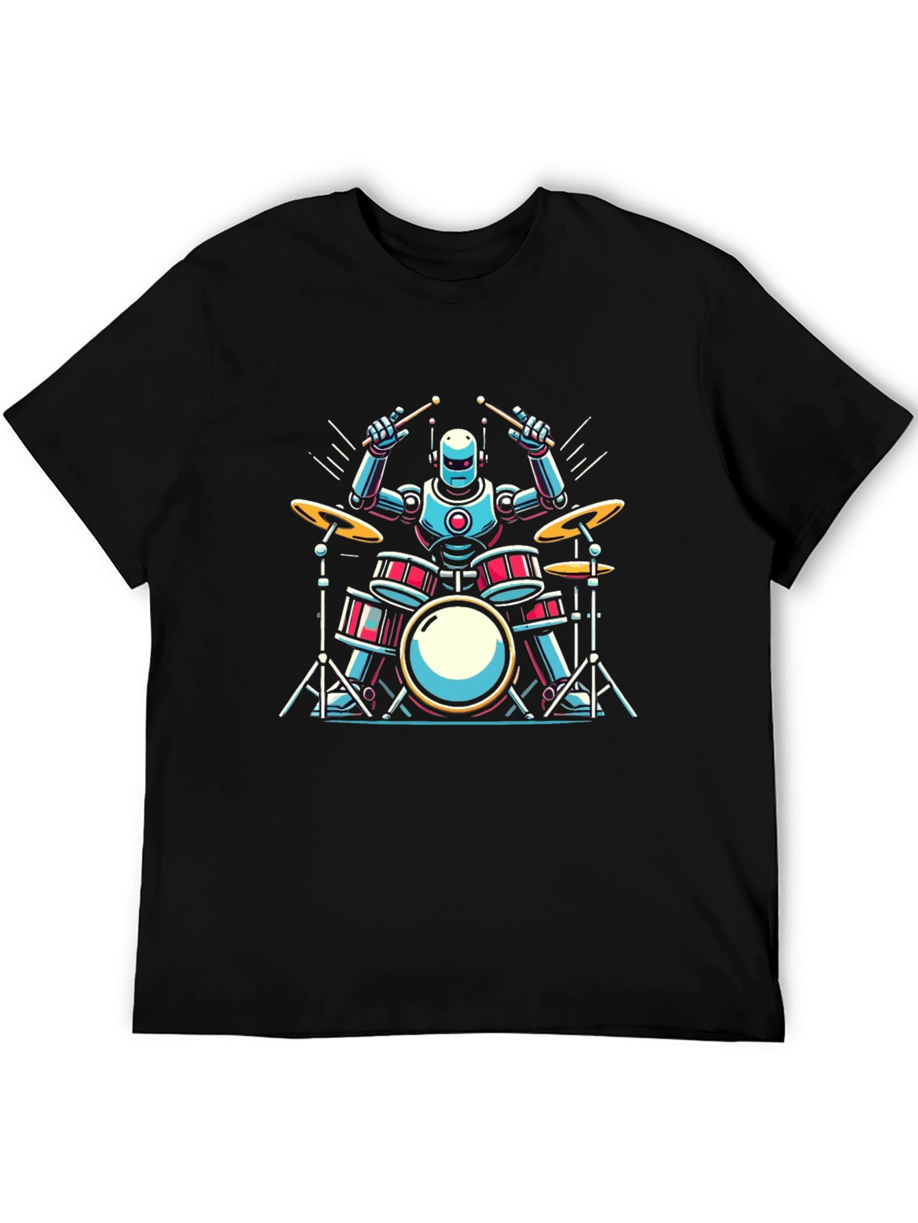 Robot Drummer Graphic Tee - Cool Band Shirt